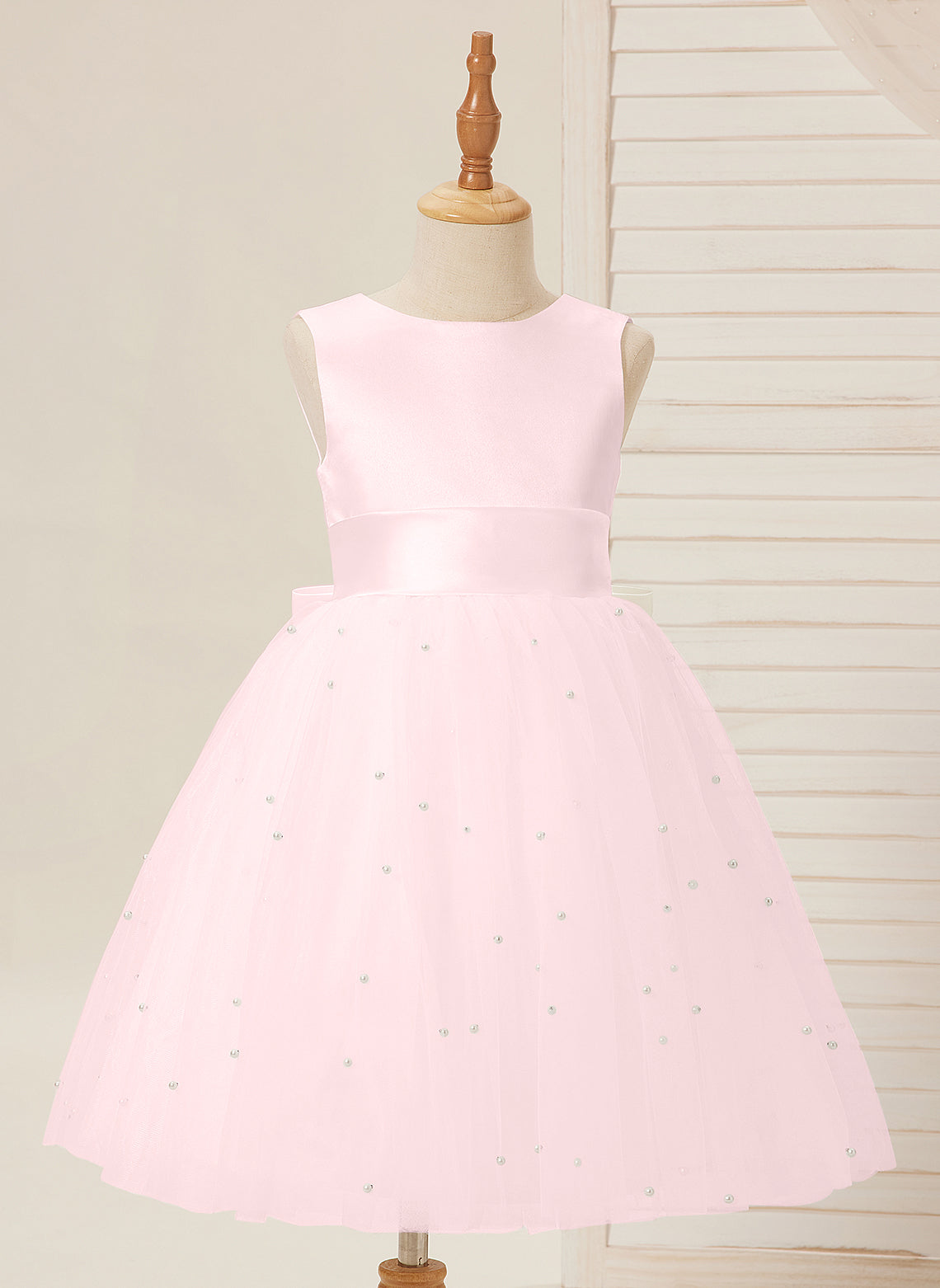 Duchesse-Linie/Princess-Linie Satin Tüll Knielang Blumenmädchenkleid 