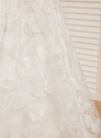 A-Linie Spitze Satin Bodenlang Elfenbein Kleid (010146741) 
