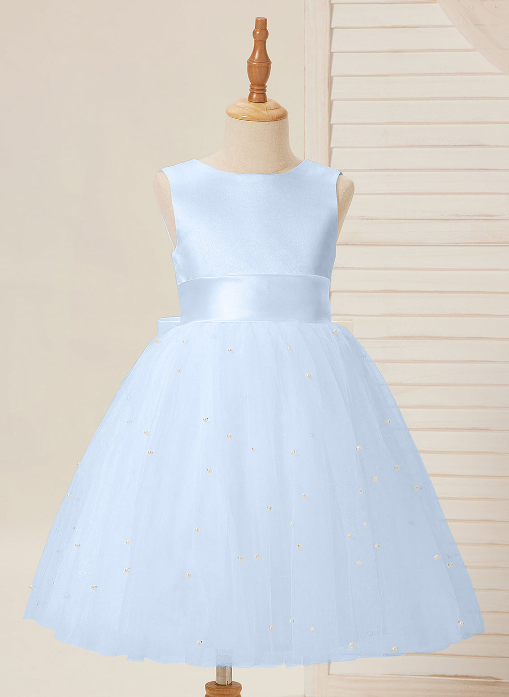 Duchesse-Linie/Princess-Linie Satin Tüll Knielang Blumenmädchenkleid 
