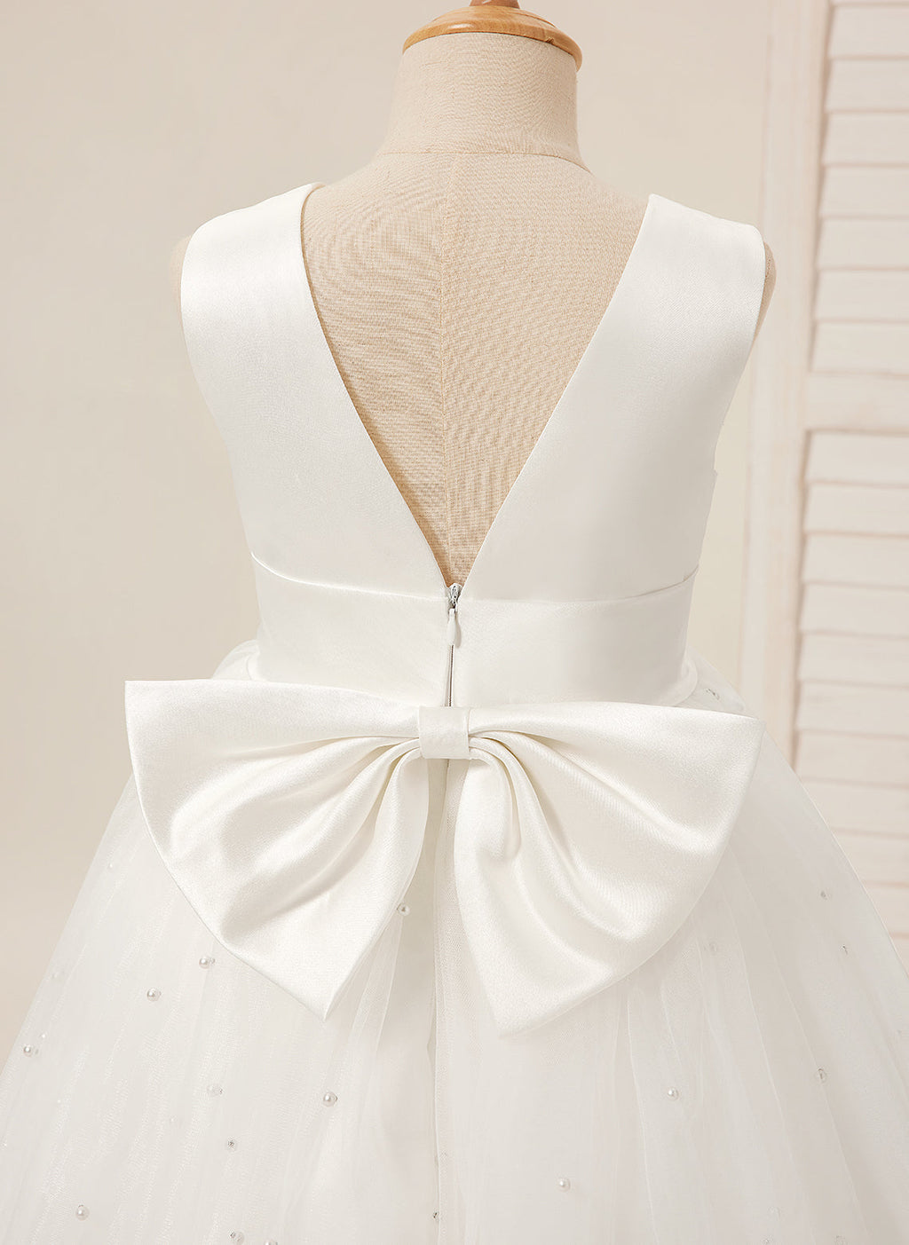 Duchesse-Linie/Princess-Linie Satin Tüll Knielang Blumenmädchenkleid 