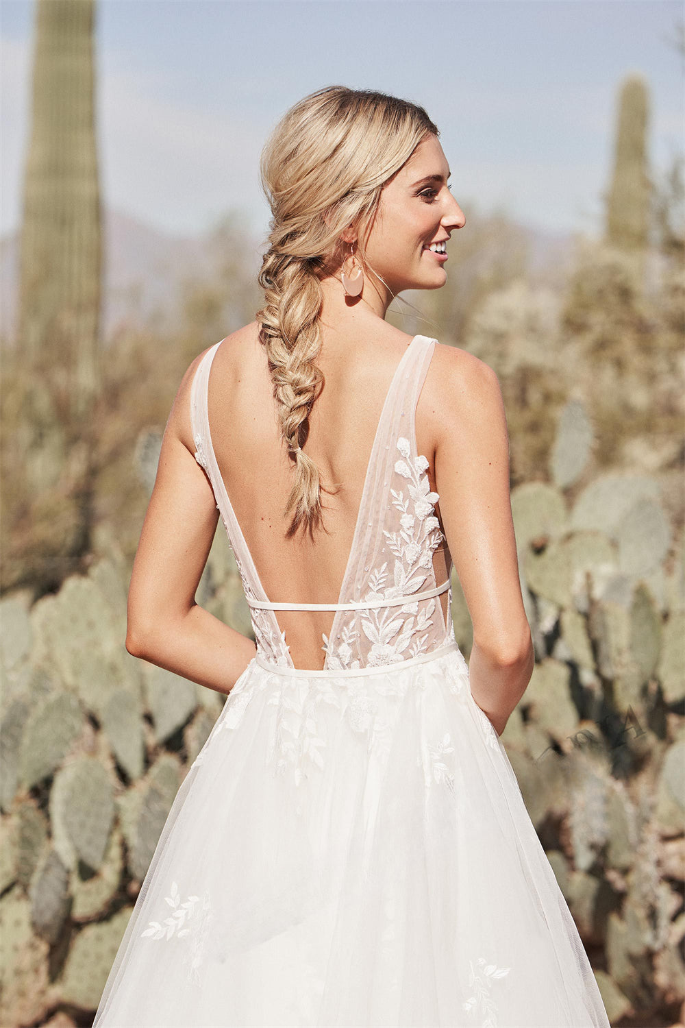 Pastrol Wedding Dresses V-neck Backless Tulle For Women 2023 Bride A-LINE Appliques Vestidos De Novia Made To Order-payinti