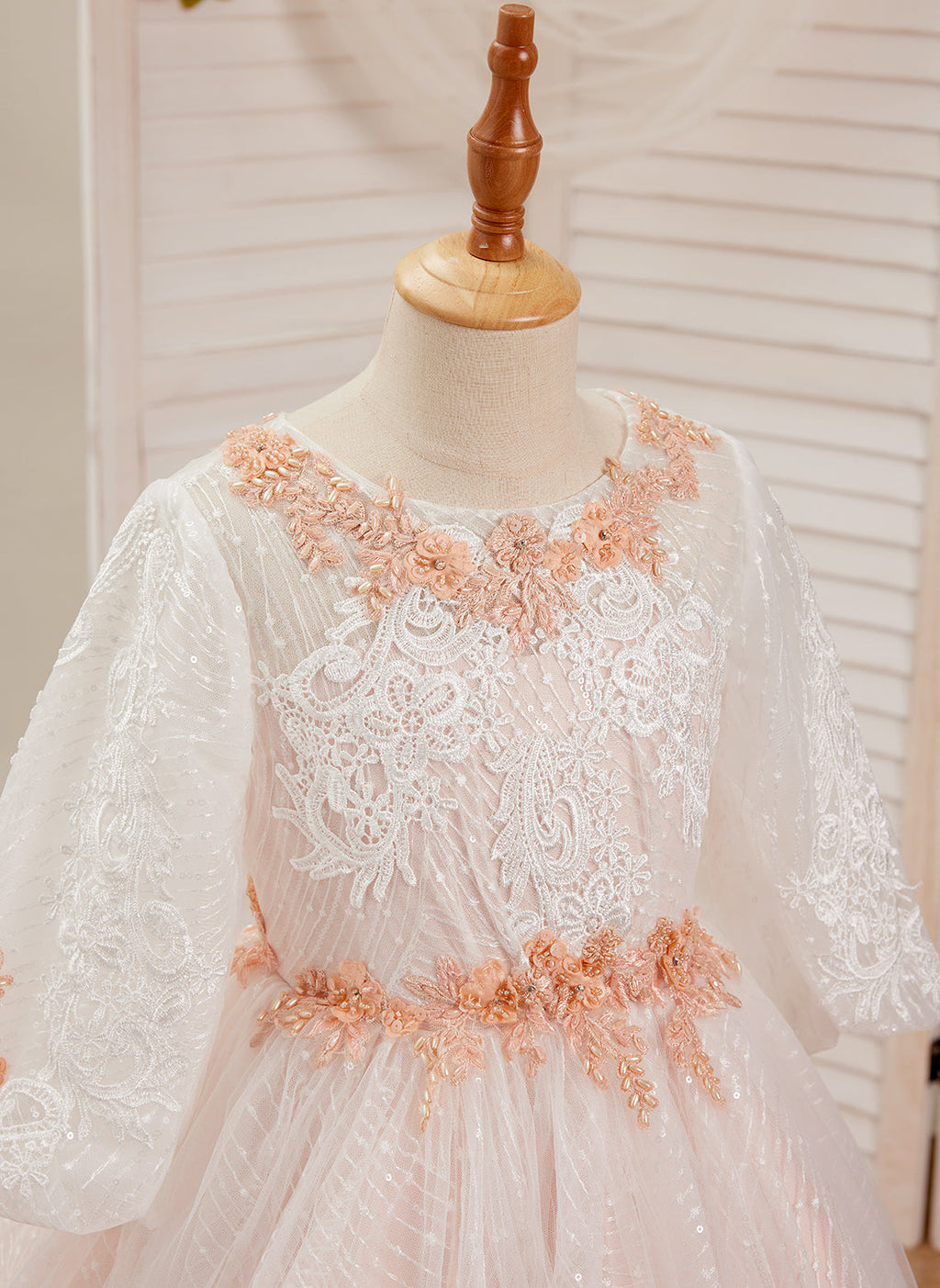 Ball-Gown/Princess Lace Tulle Floor-length Pink Dress (2003227890)