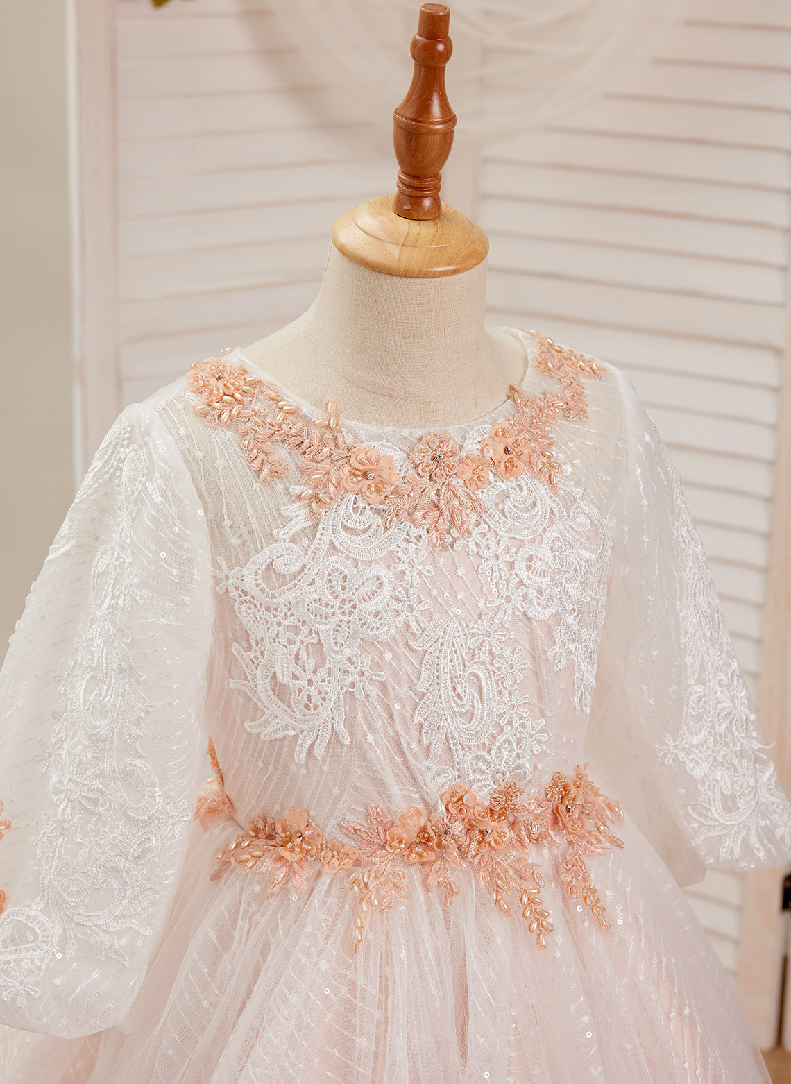 Ball-Gown/Princess Lace Tulle Floor-length Pink Dress (2003227890)