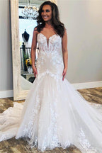 Vestidos de novia de encaje sin mangas con escote en V asequibles