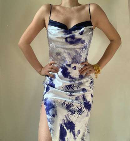 Rhiannon Silk Dress Ink Bamboo