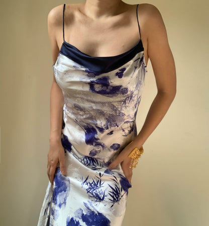 Rhiannon Silk Dress Ink Bamboo
