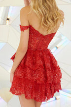 Schulterfreies, gestuftes Homecoming-Kleid SYH85