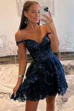 Schulterfreies, gestuftes Homecoming-Kleid SYH85