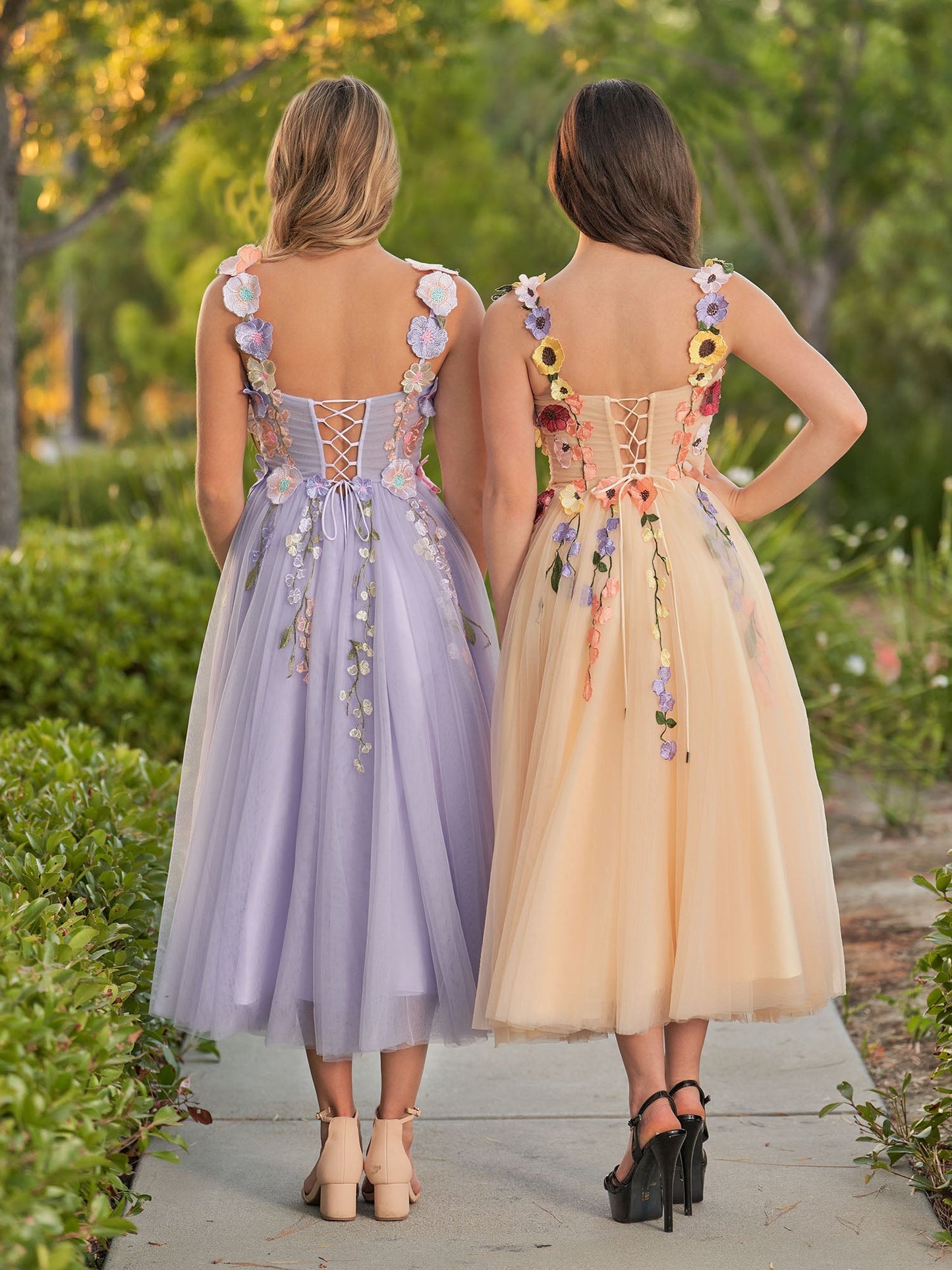 Amabel | Knöchellange Ballkleider aus Tüll mit 3D-Blumen