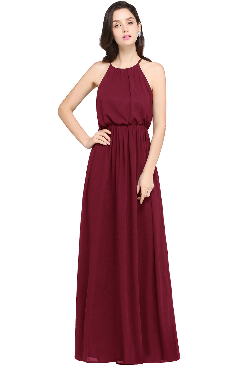 Amazing A-Line Scoop Sleeveless Chiffon Bridesmaid Dress