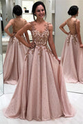 Increíble vestido formal de noche largo en forma de A con espalda descubierta y cuentas