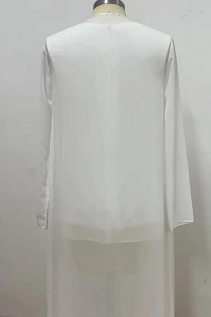Increíble traje de dos piezas para madre de la novia, de gasa, con escote redondo, para dama de honor