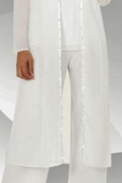Increíble traje de dos piezas para madre de la novia, de gasa, con escote redondo, para dama de honor