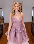 Bianca | A-Linien-Heimkehrkleid mit Applikation in Lila