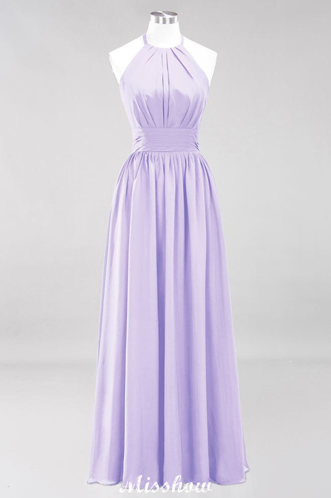 Vestido de dama de honor largo hasta el suelo, sin mangas, con apliques, cuello halter y volantes, corte A, de gasa, para noche