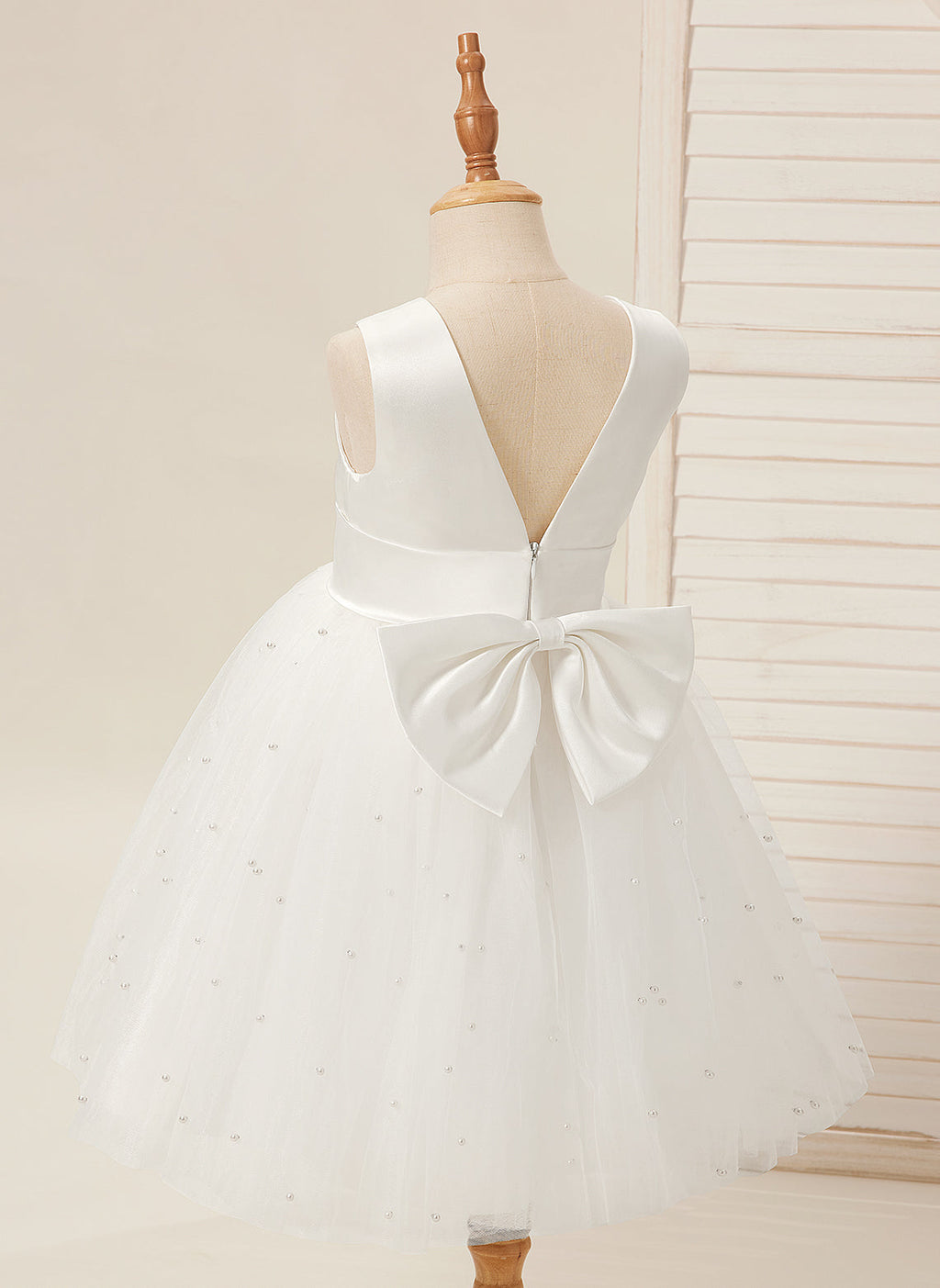 Duchesse-Linie/Princess-Linie Satin Tüll Knielang Blumenmädchenkleid 