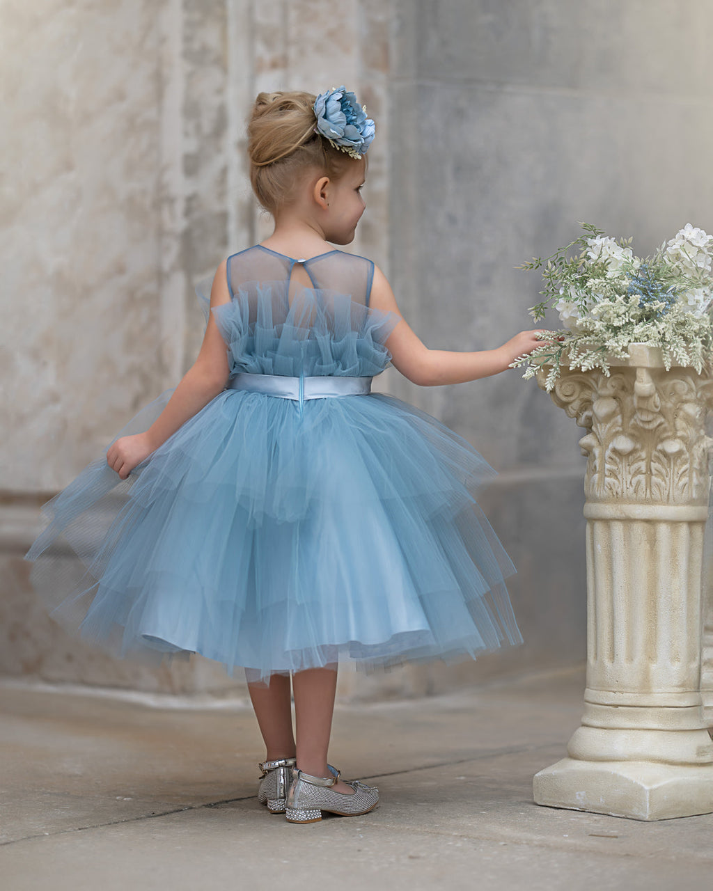 Duchesse-Linie/Princess-Linie Tüll Knielanges Blumenmädchenkleid 