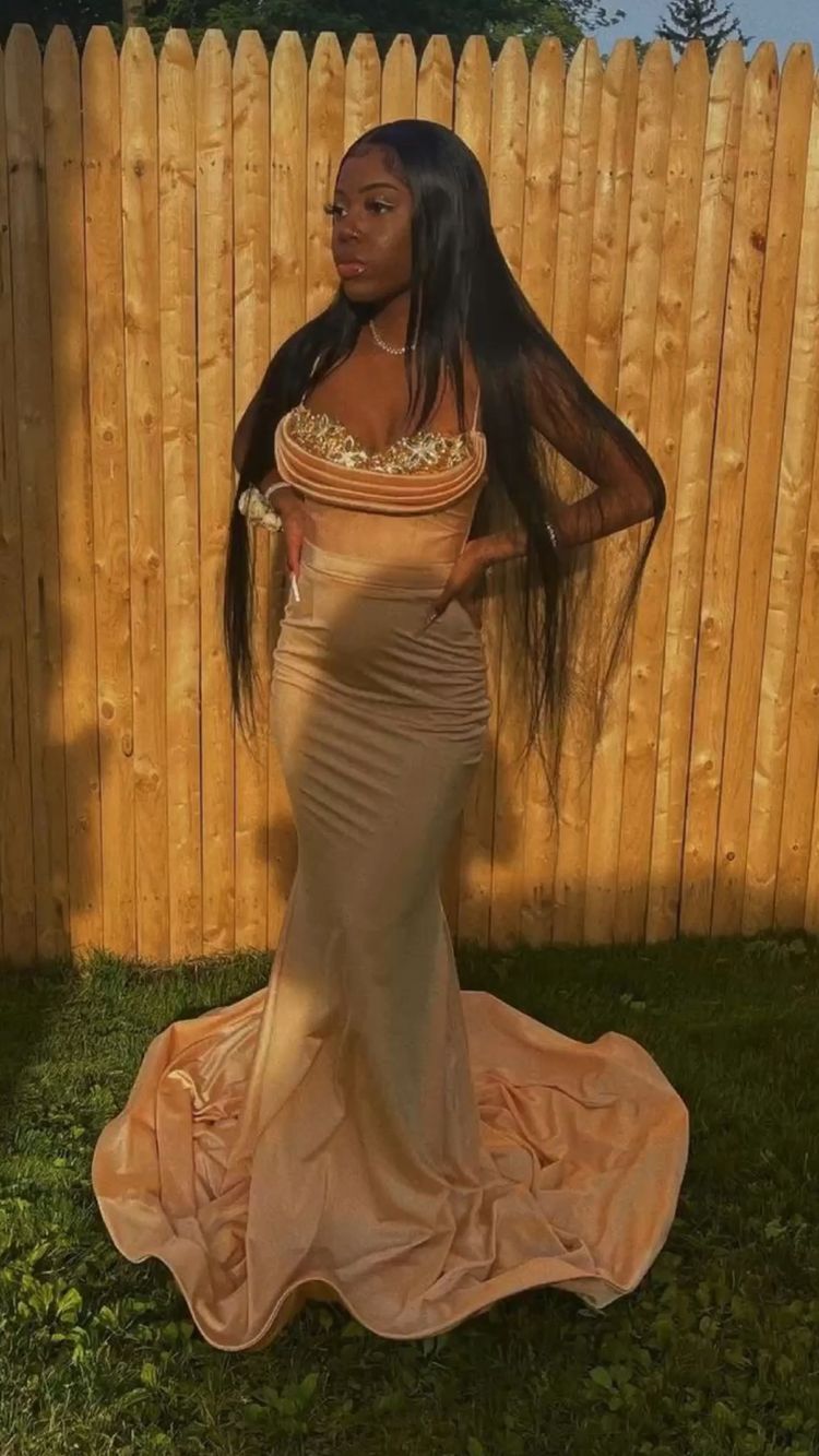 Vestido de fiesta de sirena con tirantes finos y cola, sexy, Y544