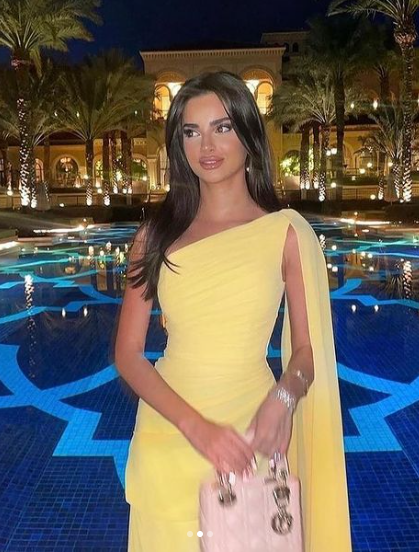Elegante vestido de fiesta largo de gasa con un solo hombro, vestido de noche amarillo Y7524