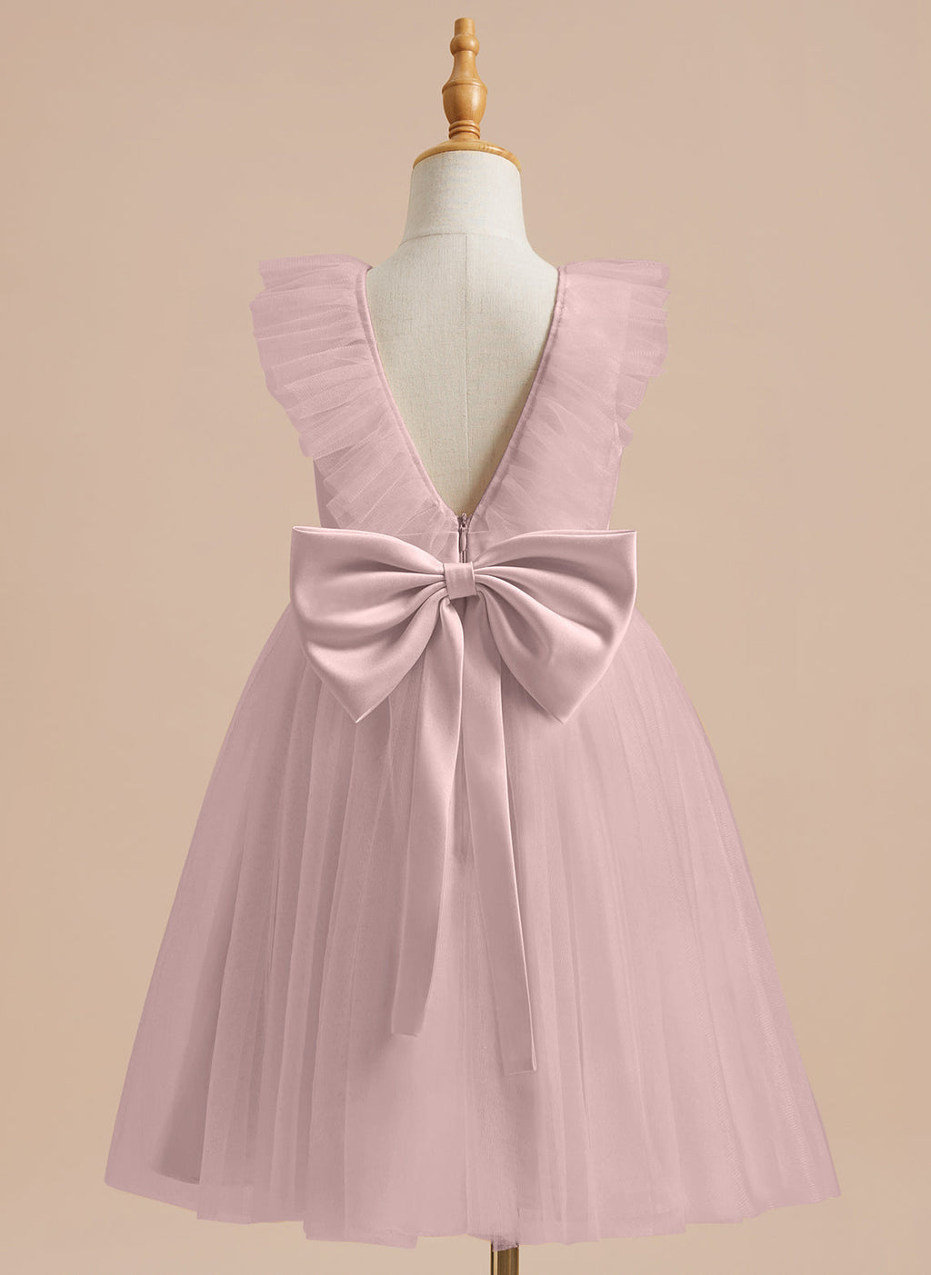 Knielanges A-Linien-Blumenmädchenkleid aus Satintüll 