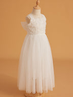 Enchanted Garden Girl Baby Toddler 3D Flower Embellishment Floral Applique Tulle Bow Dress