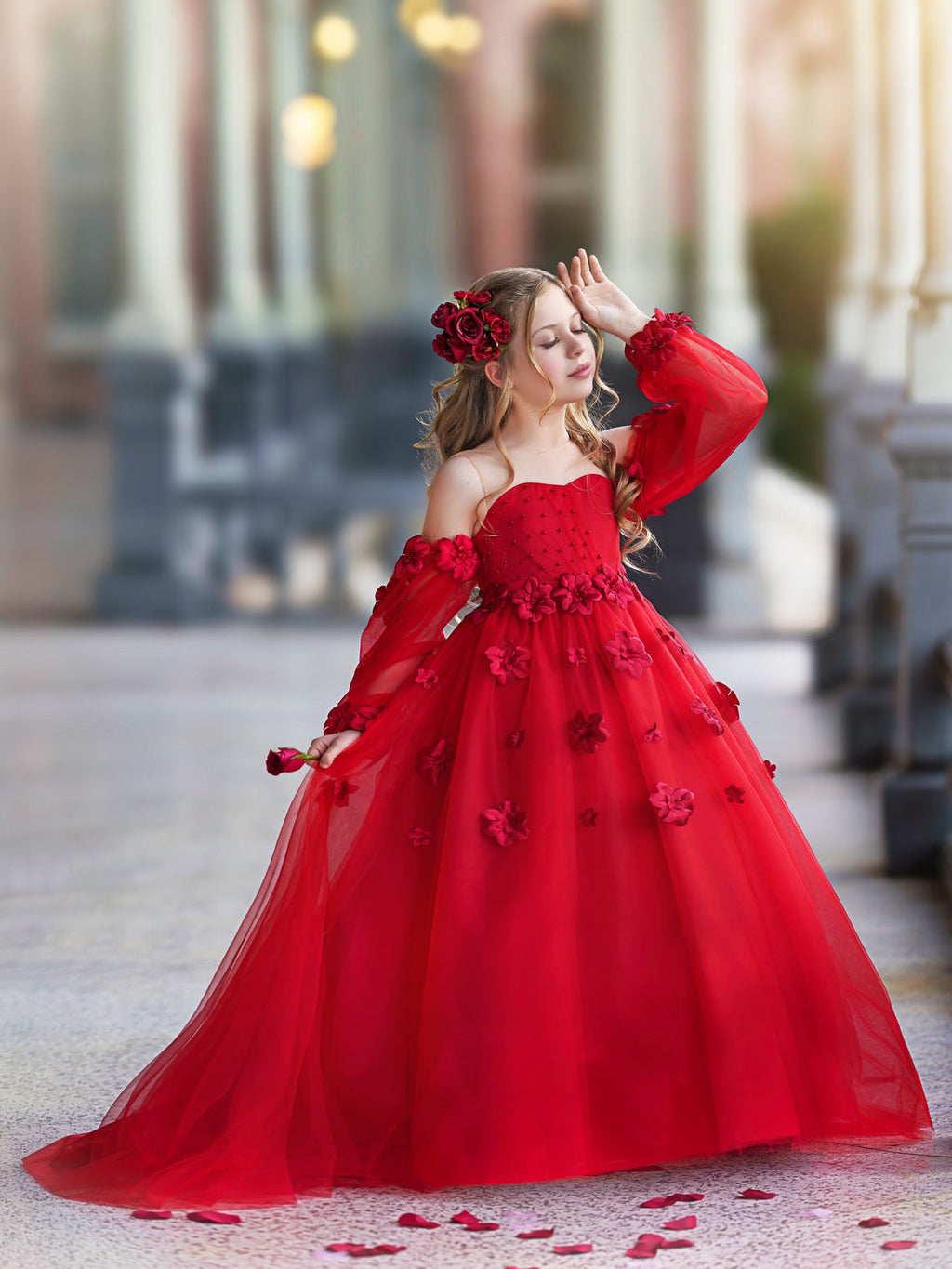 Vestidos de niña de las flores con vestido de princesa y flores en 3D