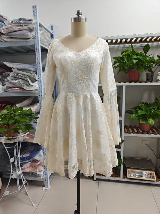 Vintage Lace Applique Evening Dress A Line Long Prom Dress Y8371