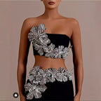Bandage Dress Set with Rhinestone Details Prom Dress