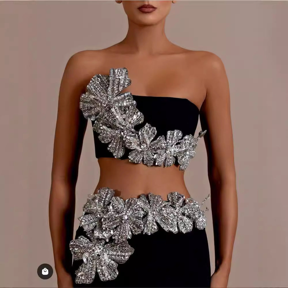 Bandage Dress Set with Rhinestone Details Prom Dress