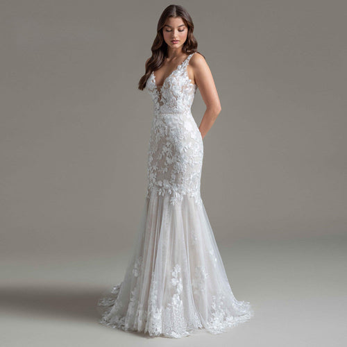 Charming Trumpet Wedding Dresses Sleeveless Scoop Pleat Appliques Bridal Gown Vestido De Casamento Customised For Women-payinti