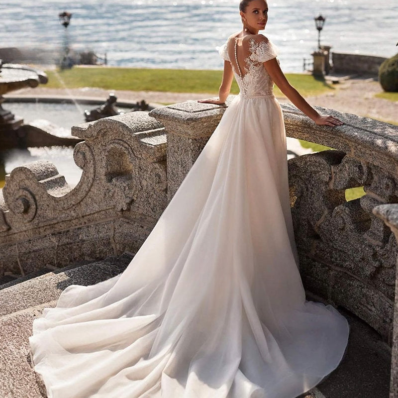 Luxury Detachable 2 In 1 Wedding Mermaid Dress Embroidered Lace On Net With Square Collar Sleeveless Bride Gowns Vestido De Novi-payinti
