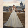 Soft Satin V-Neck Wedding Dresses For Women A-Line Backless Bridal Gowns Sleeveless Insertable Pocket Robe De Mariée-payinti