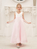 A-Linie Satin Tüll Knöchellanges Rosa Kleid (2003227111)