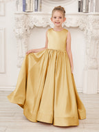 A-Linie Spitze Satin Bodenlang Blumenmädchenkleid 