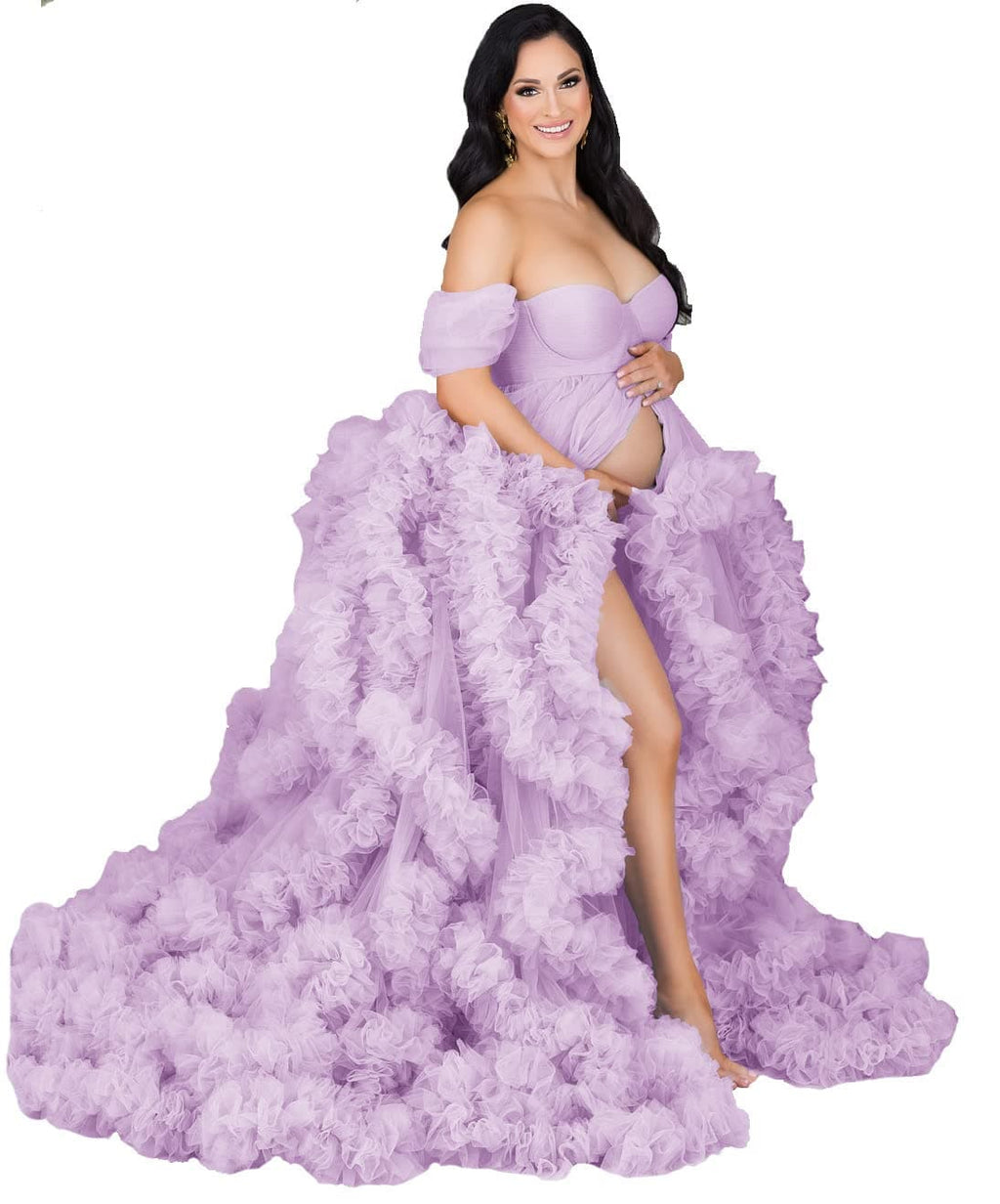 Puffy Rüschen Umstandskleid Flauschiges Umstandskleid Tüll Robe SY038