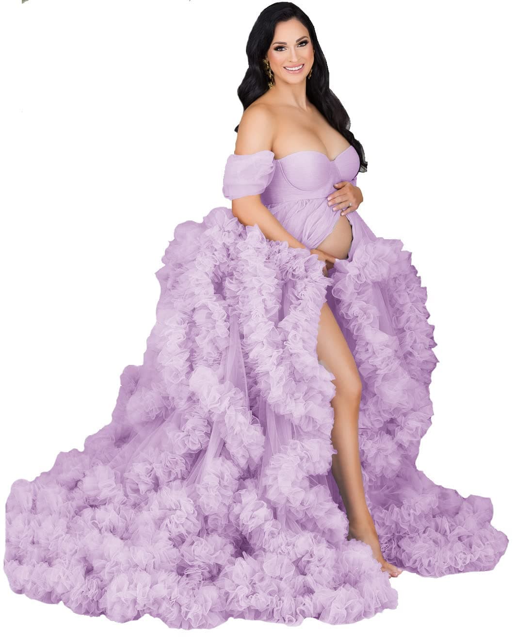 Puffy Ruffles Maternity Dress Fluffy Maternity Dress Tulle Robe SY038