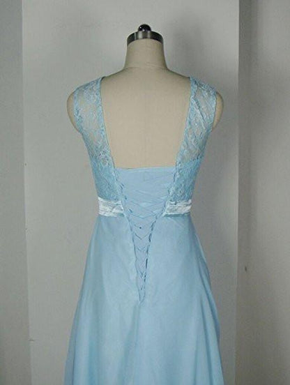 Vestido de dama de honor de encaje azul bebé para fiesta de bodas BD012