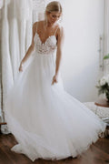 Rückenfreies Spitzen/Tüll Strand Brautkleid Mode Brautkleid WD432