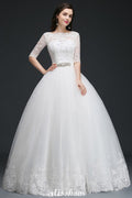 Vestidos de novia glamorosos de tul hasta el suelo con encaje