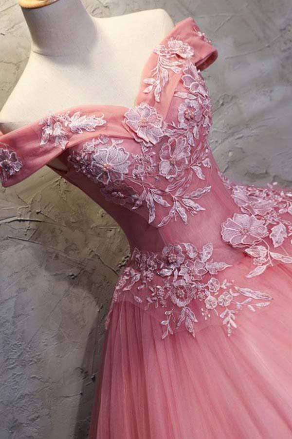 Ballkleid Off-the-Shoulder Tüll Brautkleid mit Applikationen WD196