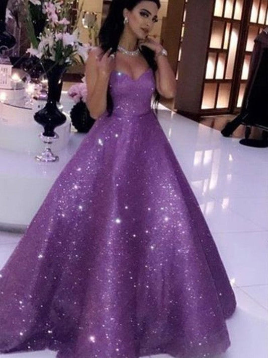 Vestidos de fiesta con lentejuelas, escote corazón, sin mangas y volantes