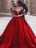 Duchesse-Linie Ärmellos Off-the-Shoulder Rüschen Satin Ballkleider