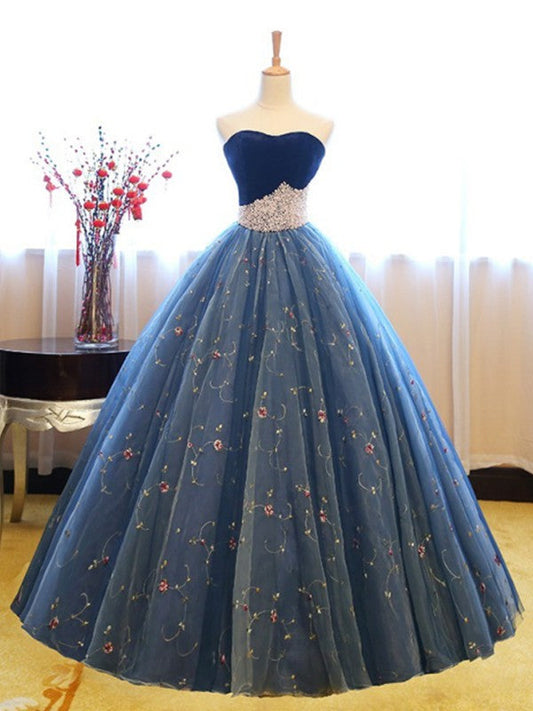 Vestidos de fiesta de fiesta sin mangas con escote en forma de corazón, largo hasta el suelo, con red y abalorios