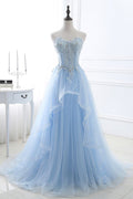 Ballkleid Sweetheart Tüll Himmelblau Ballkleid mit Pailletten