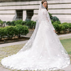 Princess Long Sleeve Wedding Dress For Women Romantic Lace High Neck Bride Party Gorgeous Applique Boho Bridal Gown-payinti