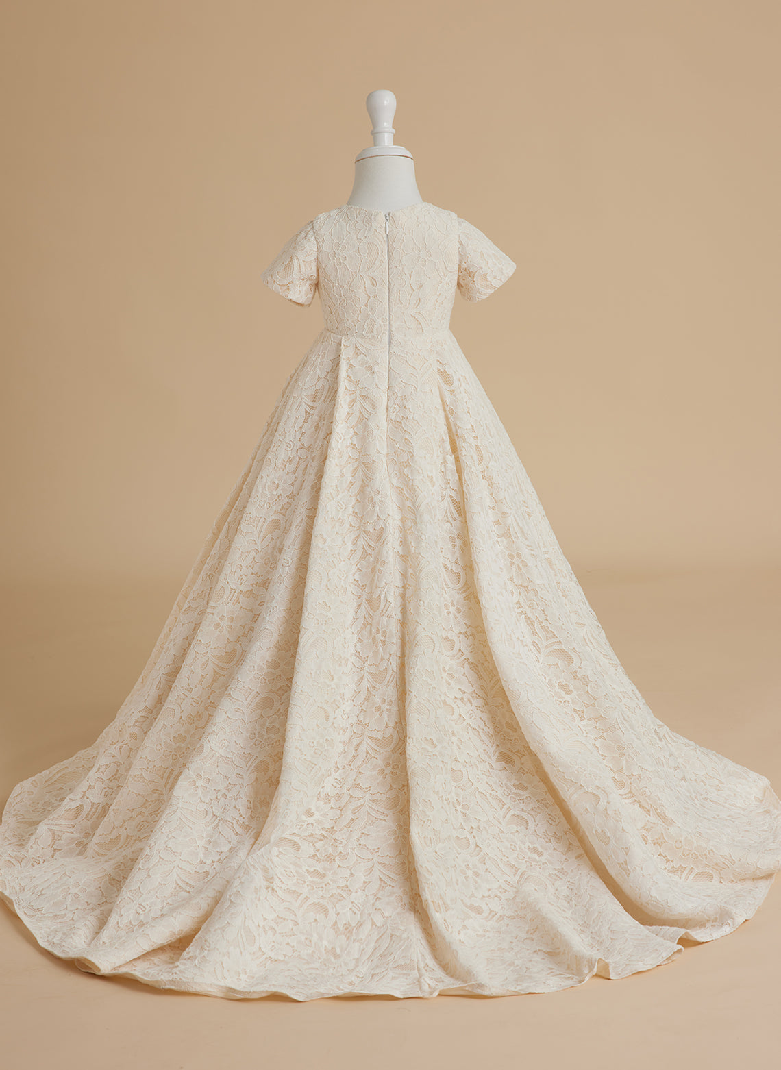 A-Linie Spitze Sweep Zug Elfenbein Kleid (010146744) 