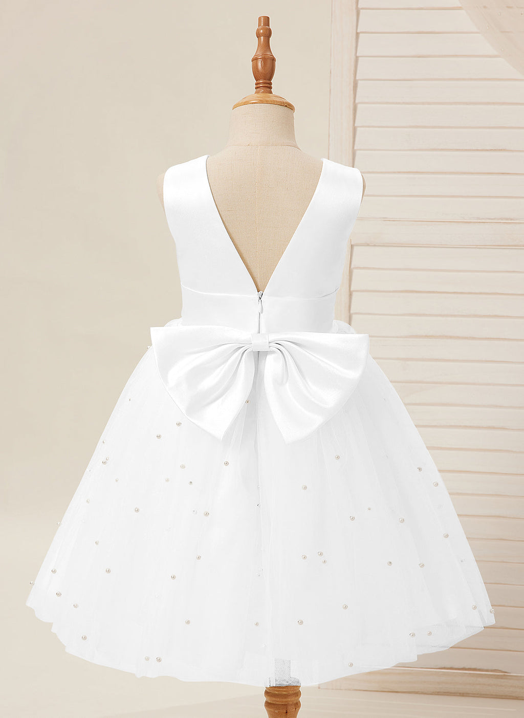 Duchesse-Linie/Princess-Linie Satin Tüll Knielang Blumenmädchenkleid 