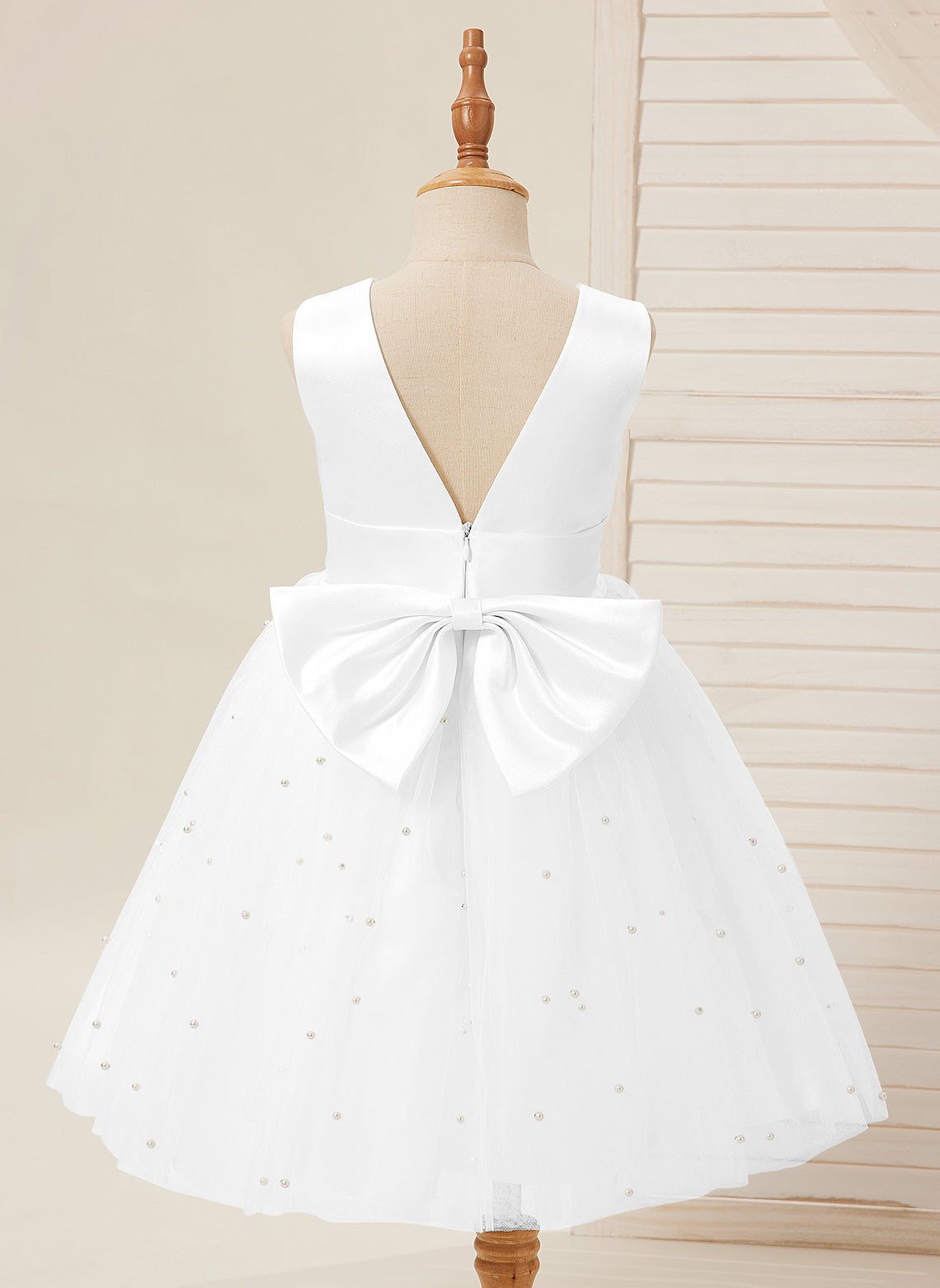 Duchesse-Linie/Princess-Linie Satin Tüll Knielang Blumenmädchenkleid 