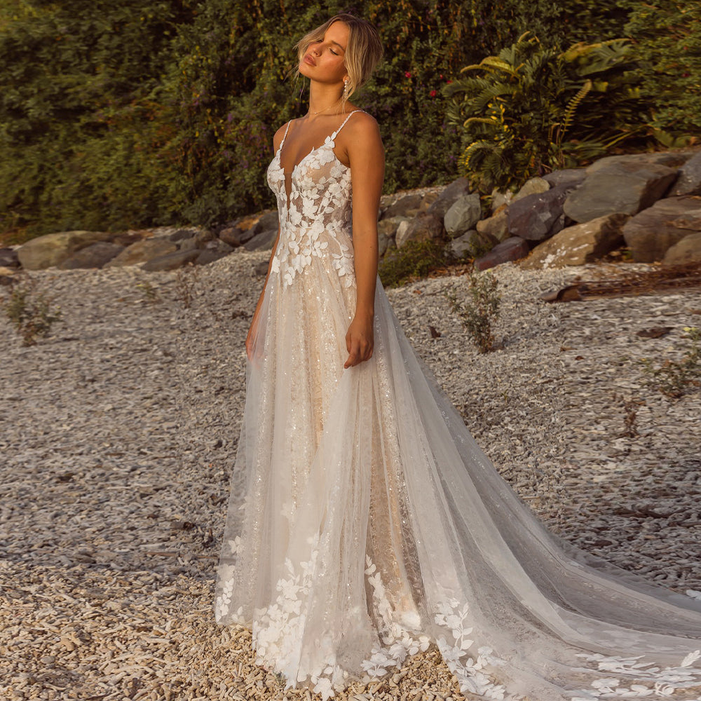 VIKTORIA Trendy Wedding Dress For Bride Sweetheart Spaghetti Straps Buttons Robe De Mariée Women Personalized Customization-payinti