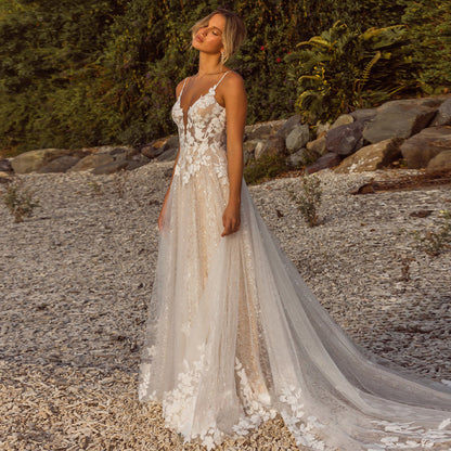 VIKTORIA Trendy Wedding Dress For Bride Sweetheart Spaghetti Straps Buttons Robe De Mariée Women Personalized Customization-payinti